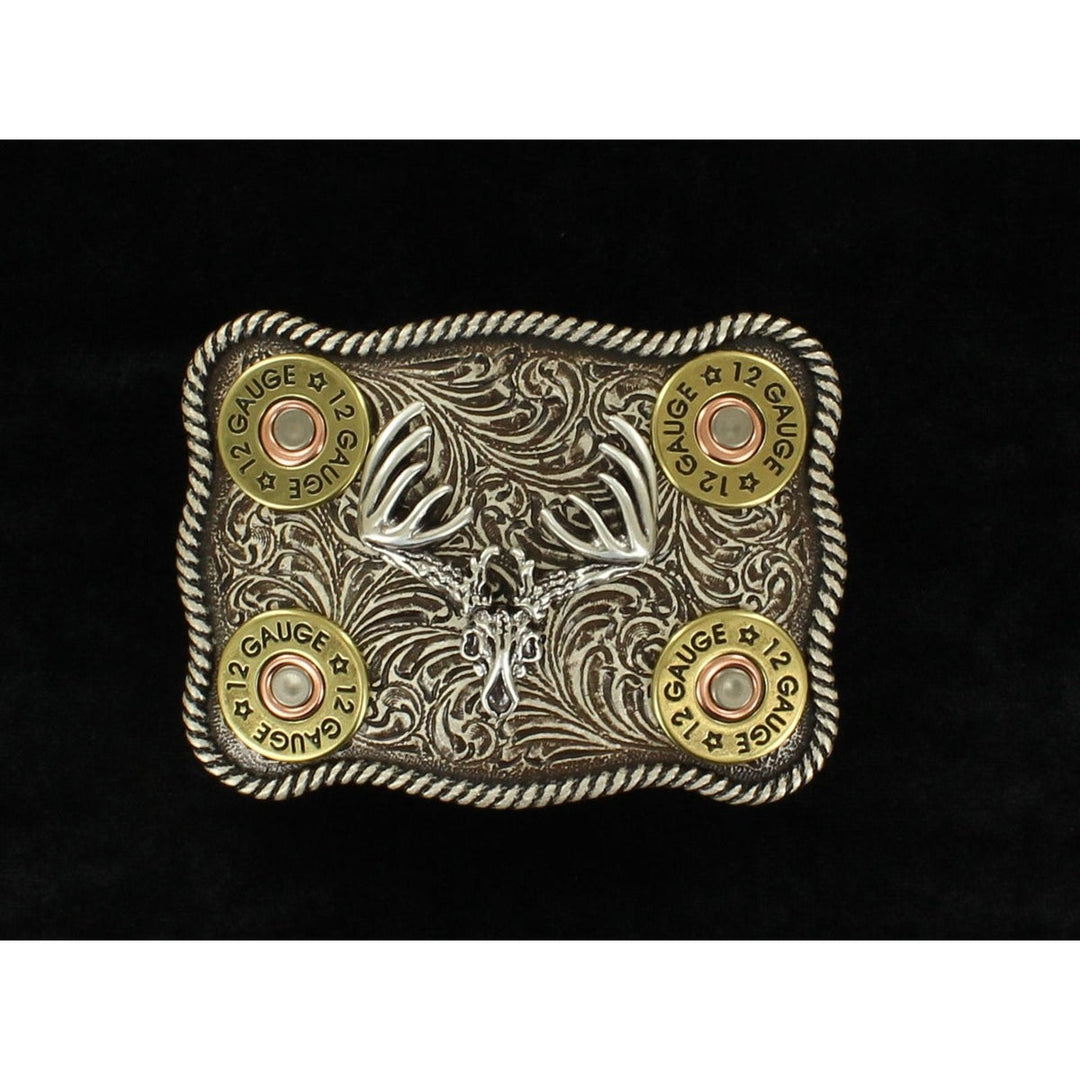 M&F Western Shotgun Shell and Deer Skull Belt Buckle