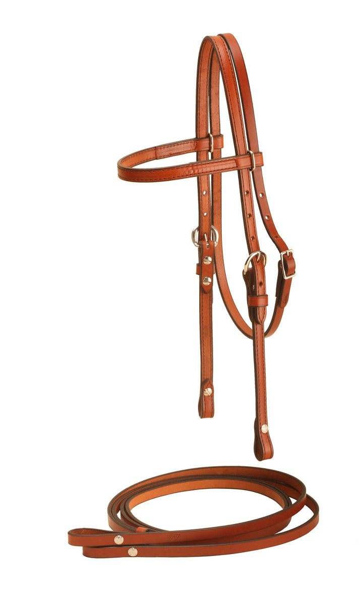Tory Leather Double and Stitched Brow Band Pony Filling