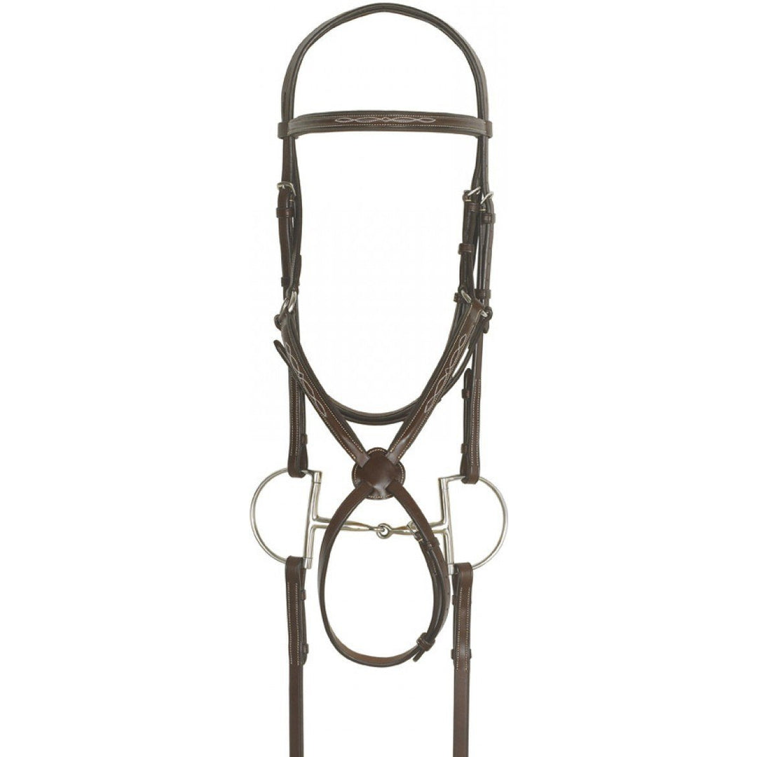 Ovation Elite Collection Fancy Raised Traditional Crown Padded Figure-8 Bridle With BioGrip Rubber Reins - West 20 Saddle Co.