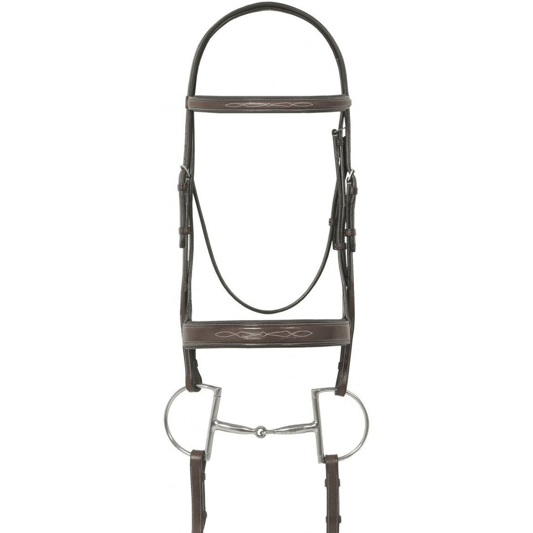 Ovation Elite Collection Fancy Raised Traditional Crown Flat Wide Nose Padded Bridle With Fancy Raised Lace Reins - West 20 Saddle Co.