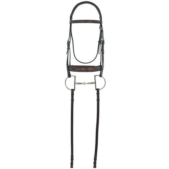 Camelot Gold RCS™ Fancy Raised Wide Nose Padded Bridle With Reins - West 20 Saddle Co.