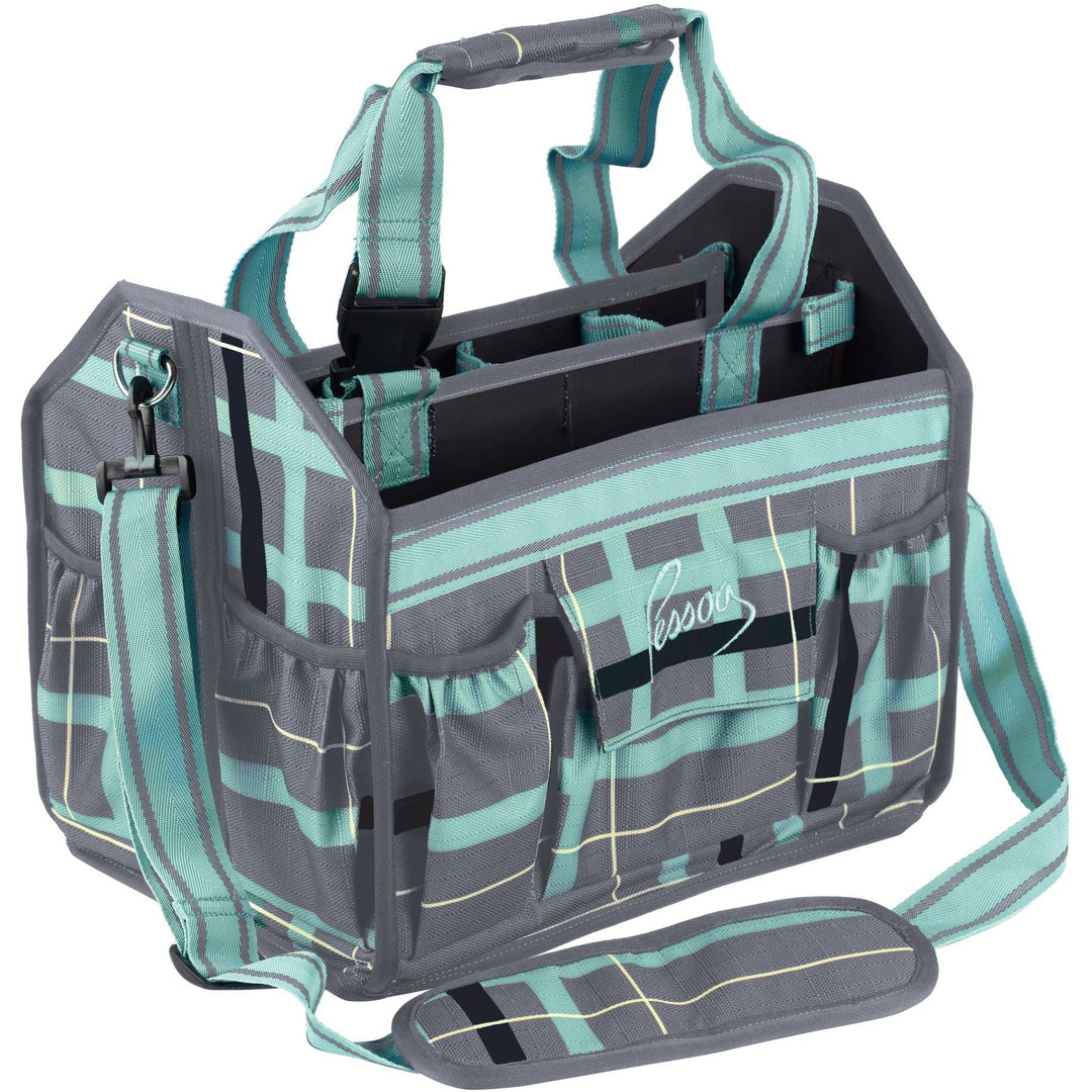 Pessoa Alpine Tack Tote-Clay and Teal Plaid