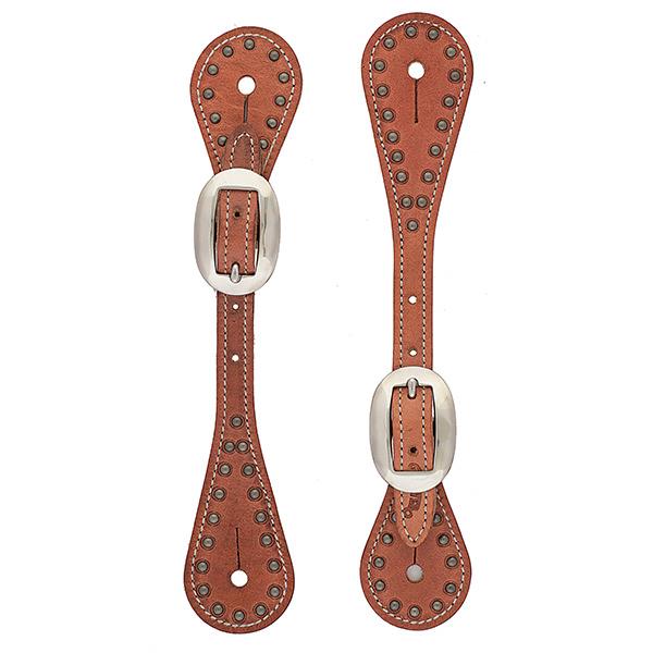 Weaver Leather Youth Harness Leather Spur Straps with Spots, Russet - West 20 Saddle Co.
