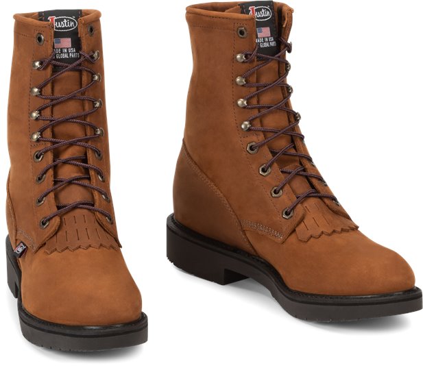 Justin Men's 8" Conductor Brown Lace-up Work Boot