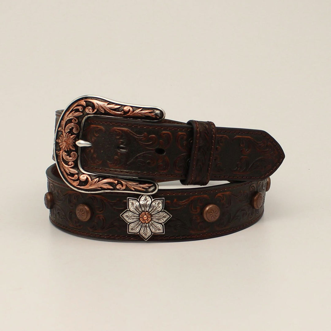 Ariat Women's Floral Embossed Brown Belt
