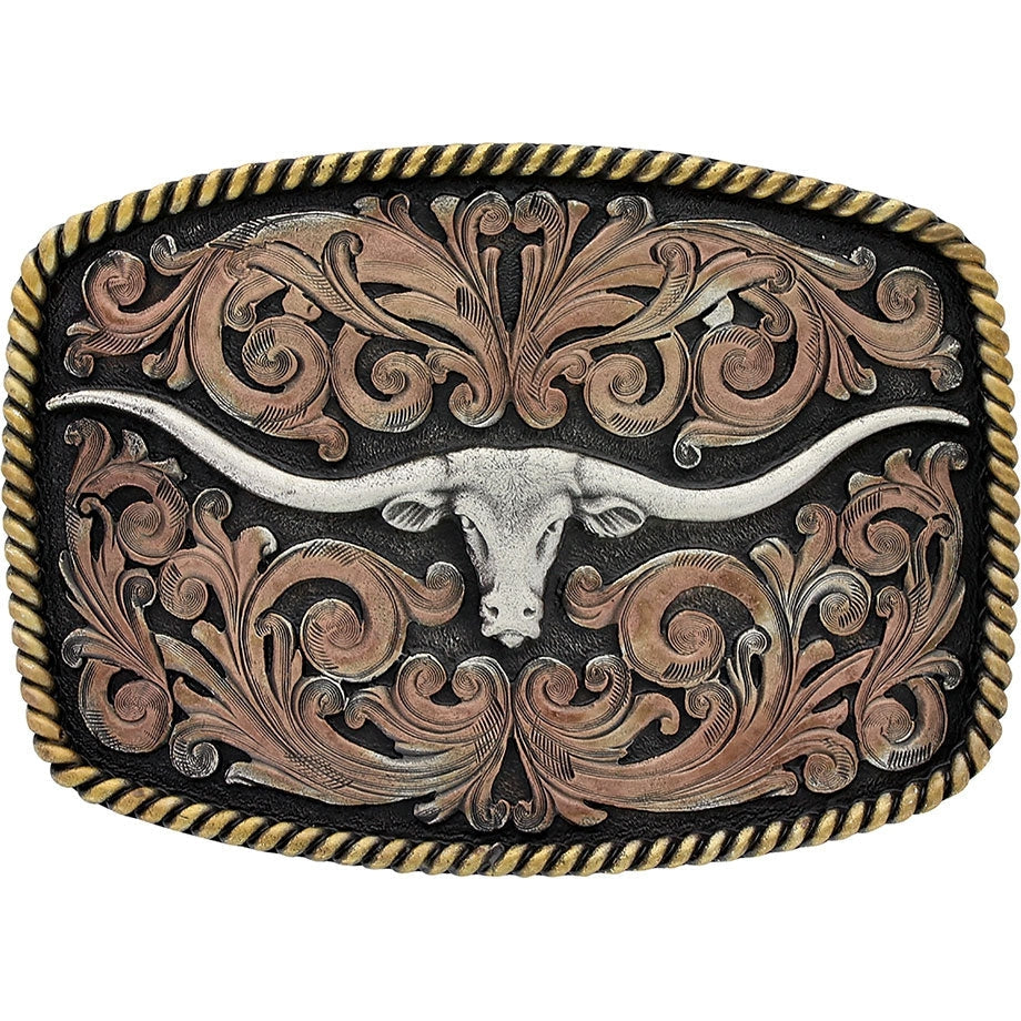 Montana Silversmiths Tri-Color Texas Longhorn Belt Buckle