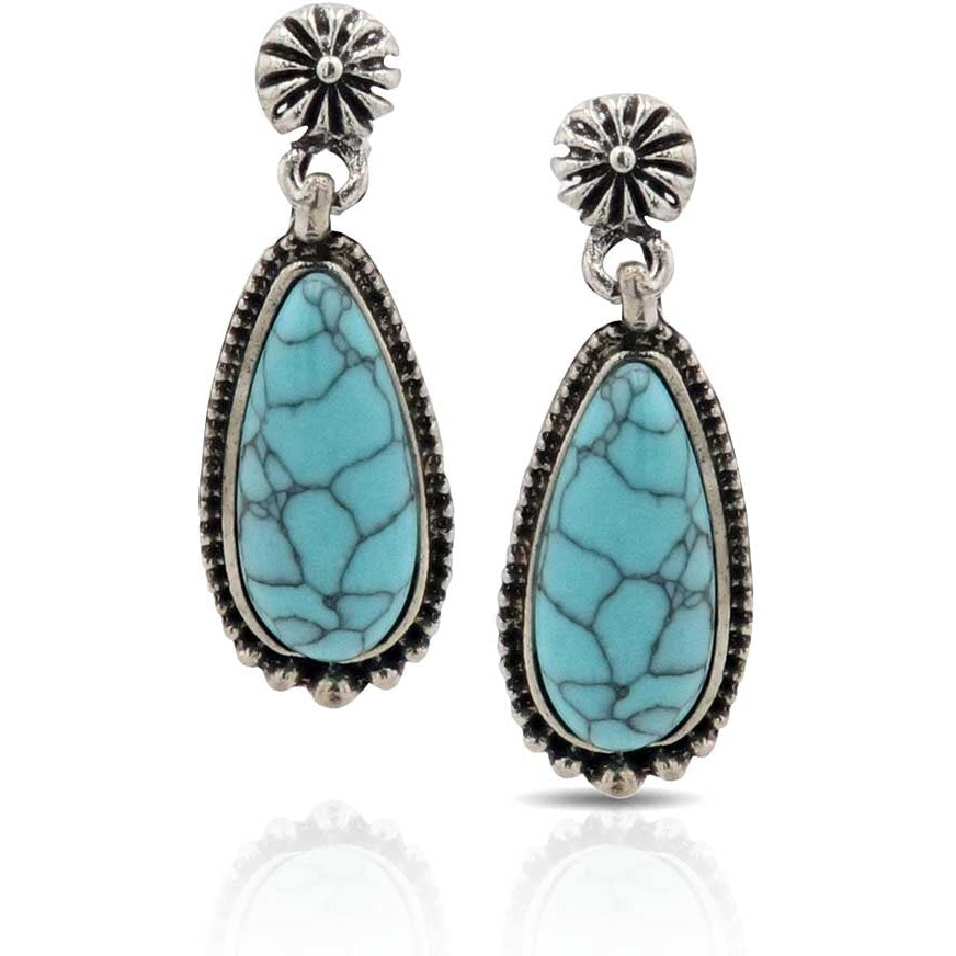 Montana Silversmiths Blue Aster Turquoise Teardrop Earrings