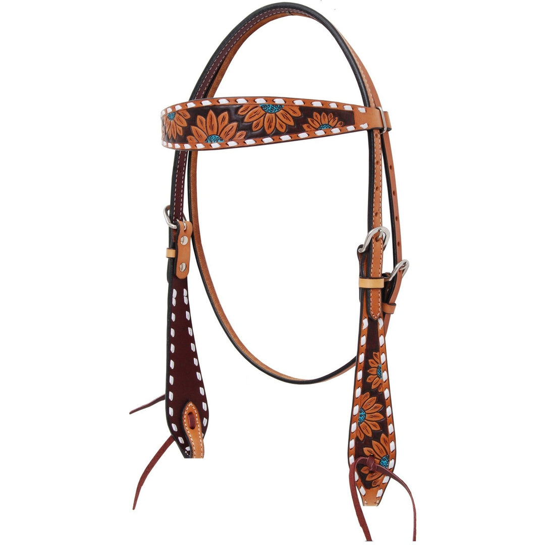 Rafter T Ranch Turquoise Sunflower Browband Headstall