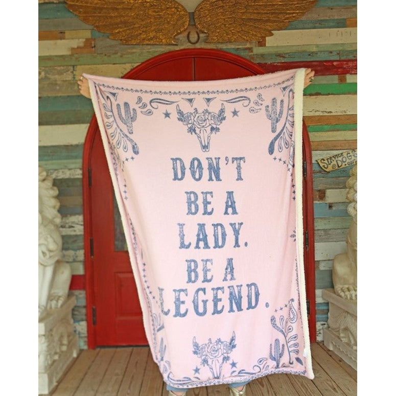 Junk Gypsy Be A Legend Pink Sherpa Throw Blanket