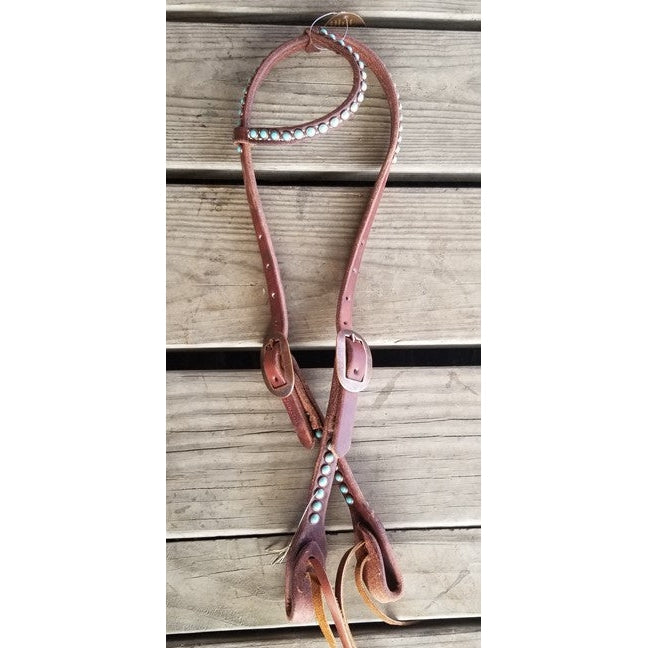 Cowperson Turquoise and Copper Slide Ear Headstall