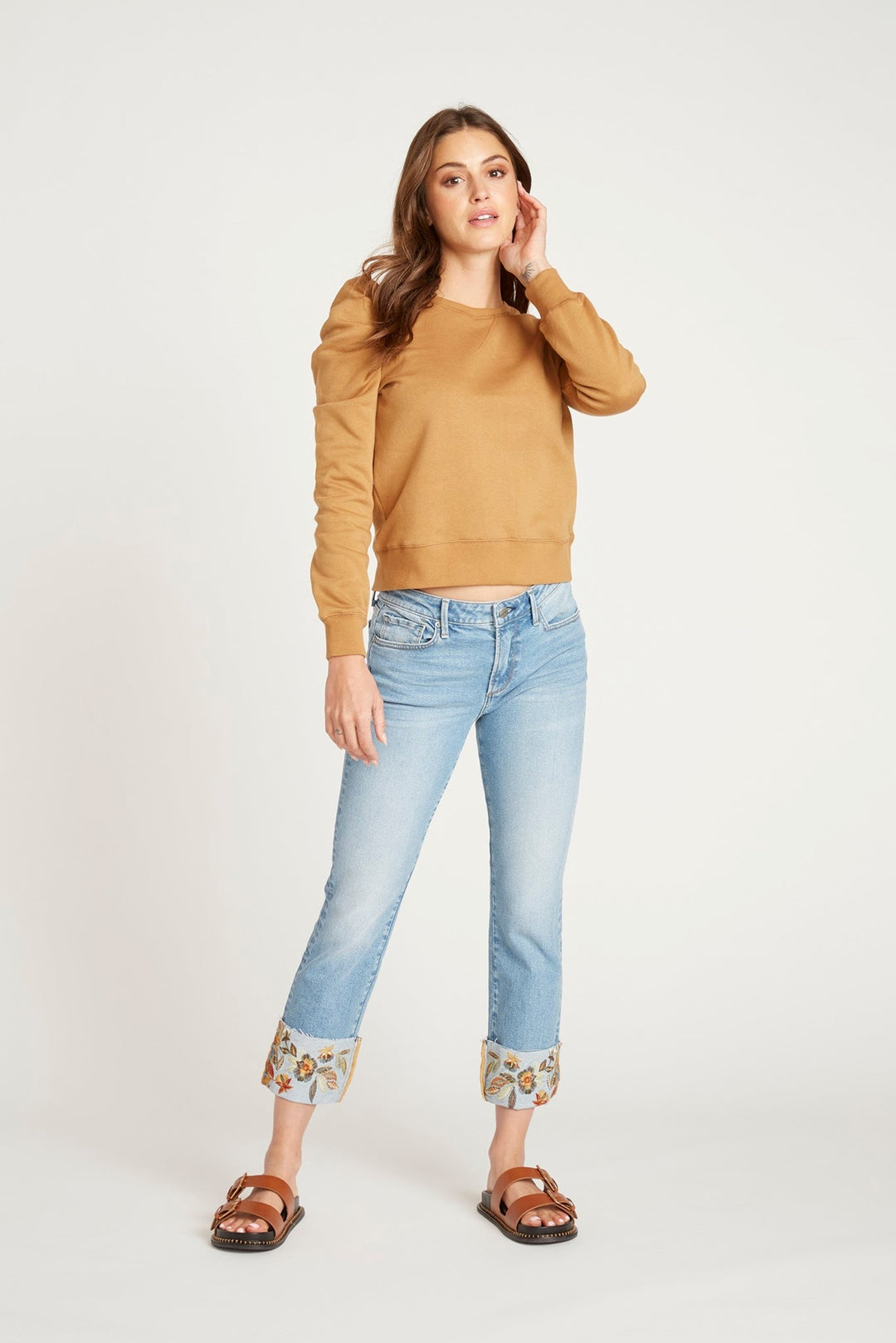 Driftwood Collette Feathery Leaf Crop Jean