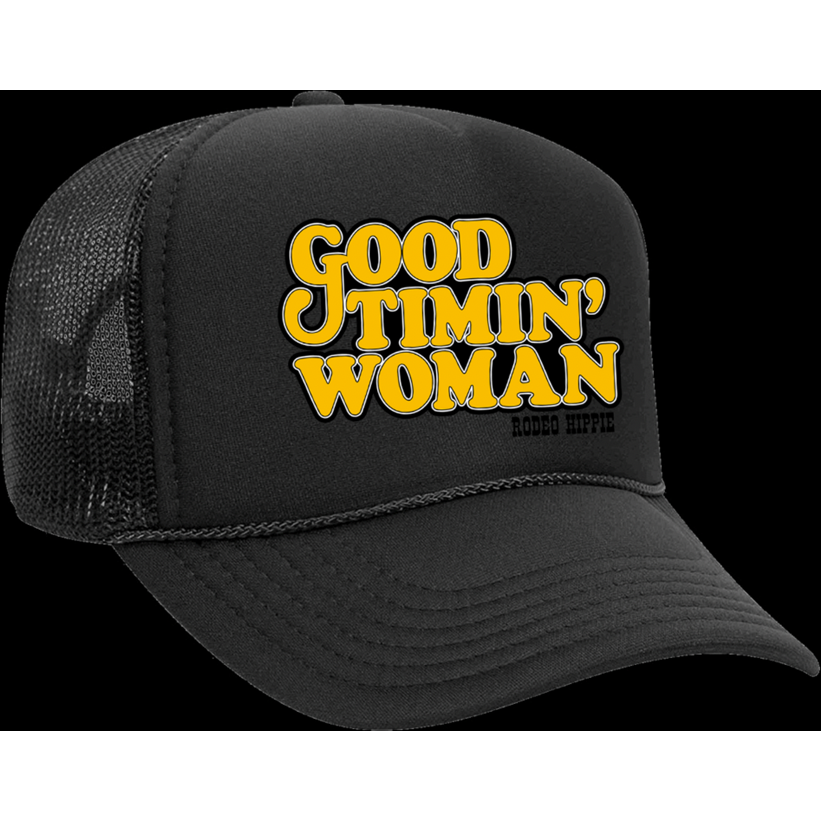 Rodeo Hippie Good Timin' Woman Black Trucker Hat