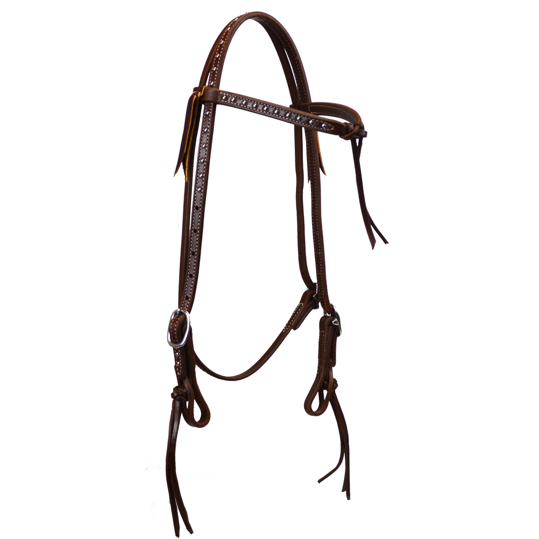 5/8" Double and Stitched Futurity Browband Headstall with Dots