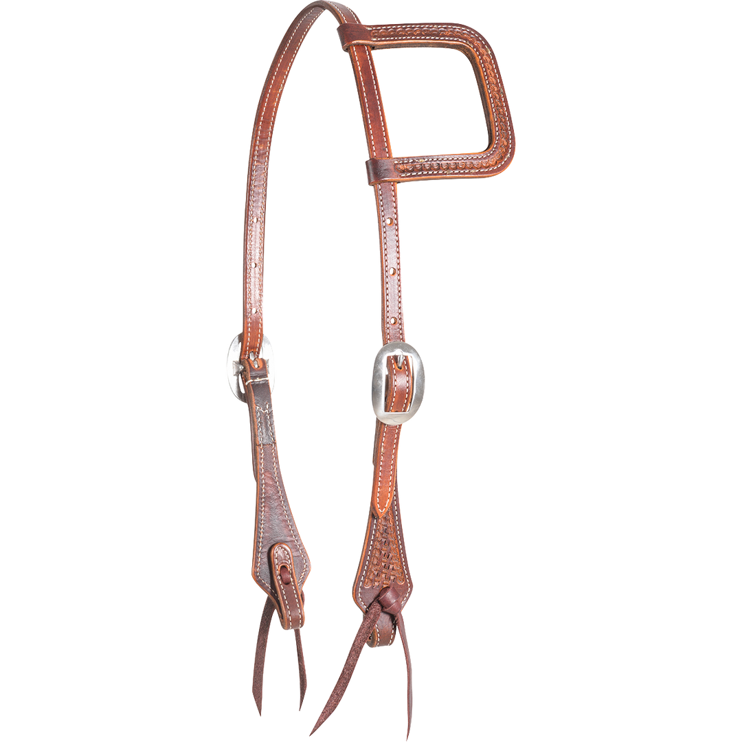 Martin Weathered Antique Slip Ear Headstall with Mini Basket Tooling