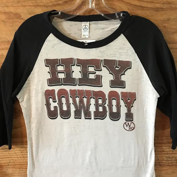 West 20 Saddle Co. Hey Cowboy Baseball Tee - West 20 Saddle Co.