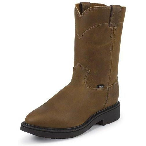 Justin Men s Conductor Pull on Brown Work Boot West 20 Saddle Co