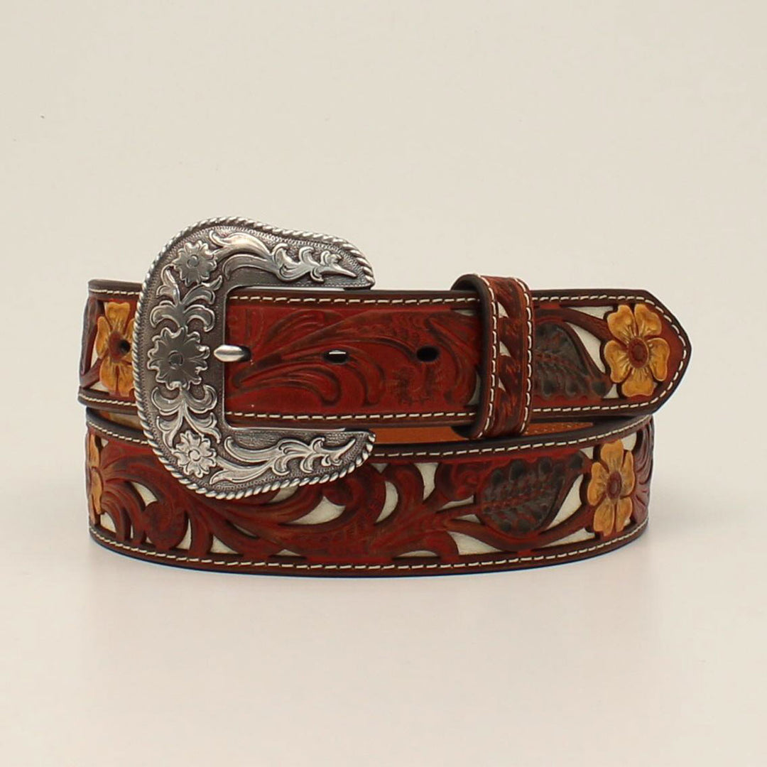 Nocona Women's Floral Overlay Leather Belt