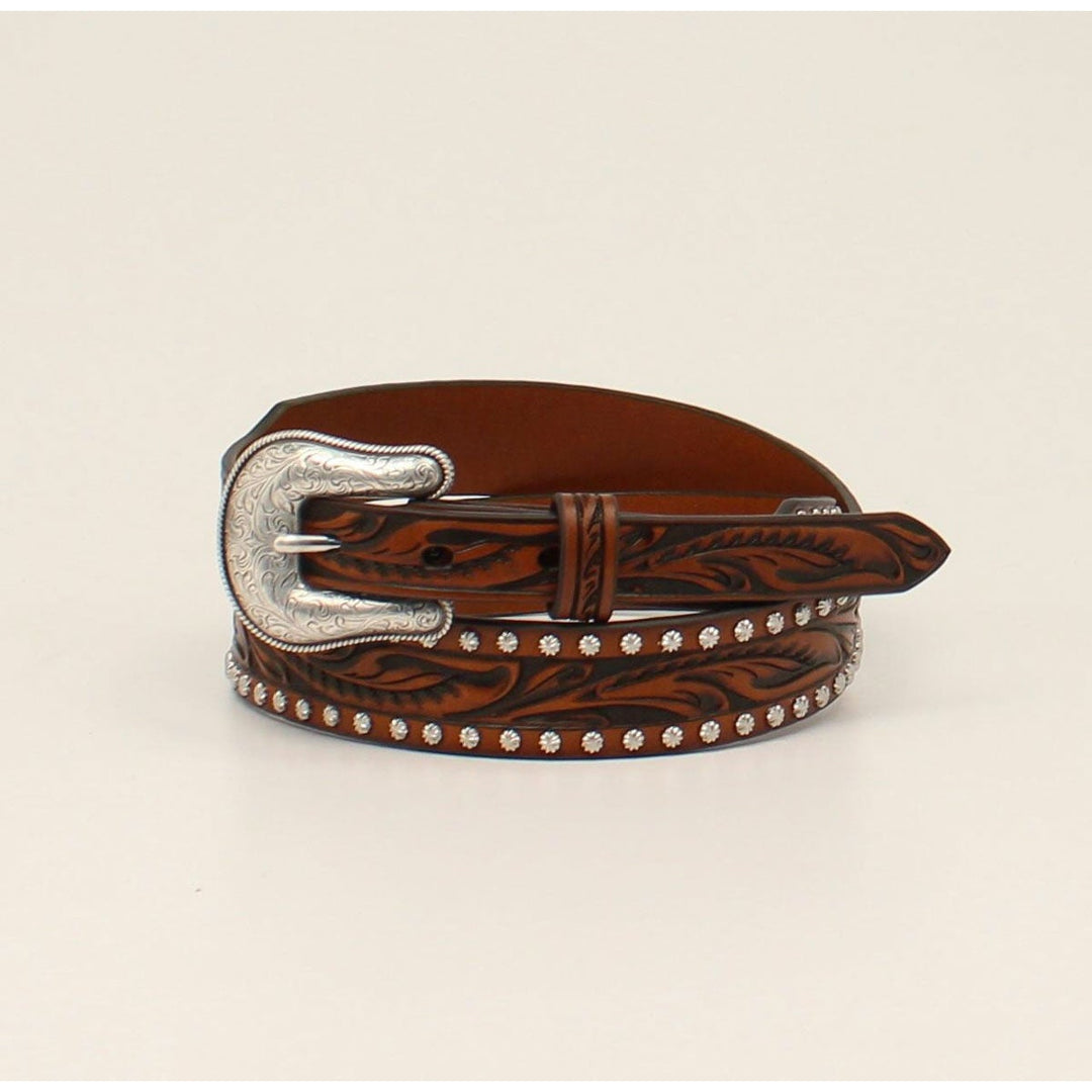 Nocona Women's Floral Embossed Leather Studs Belt