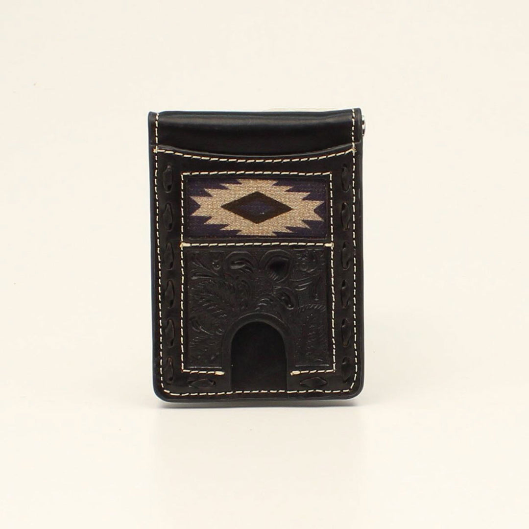 Nocona Men's Black Southwest with Floral Tooling Bifold Wallet