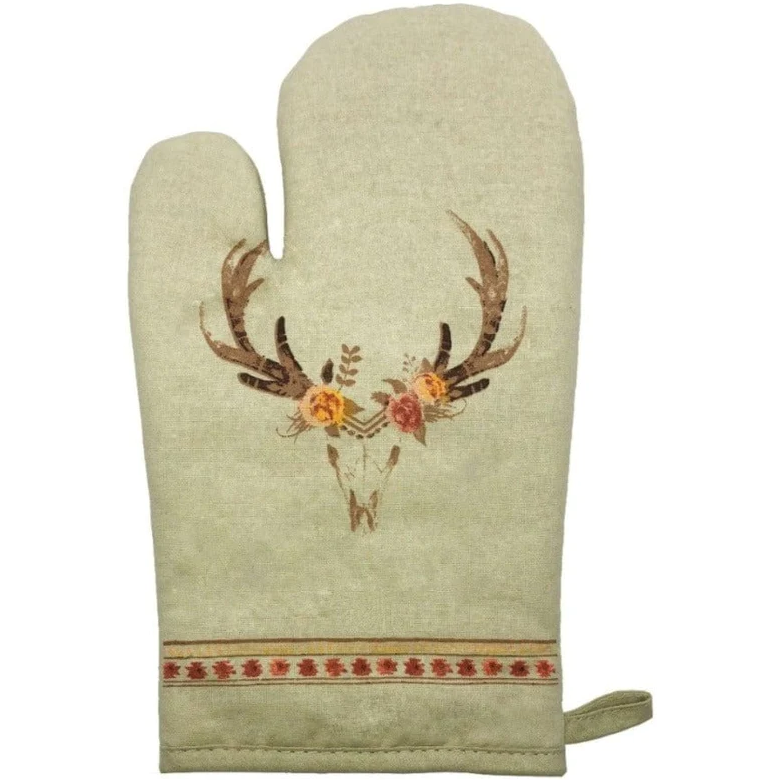 Skull and Floral Printed Oven Mitt