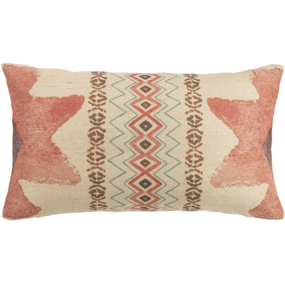 Aztec Burlap Pink Star Lumbar Pillow