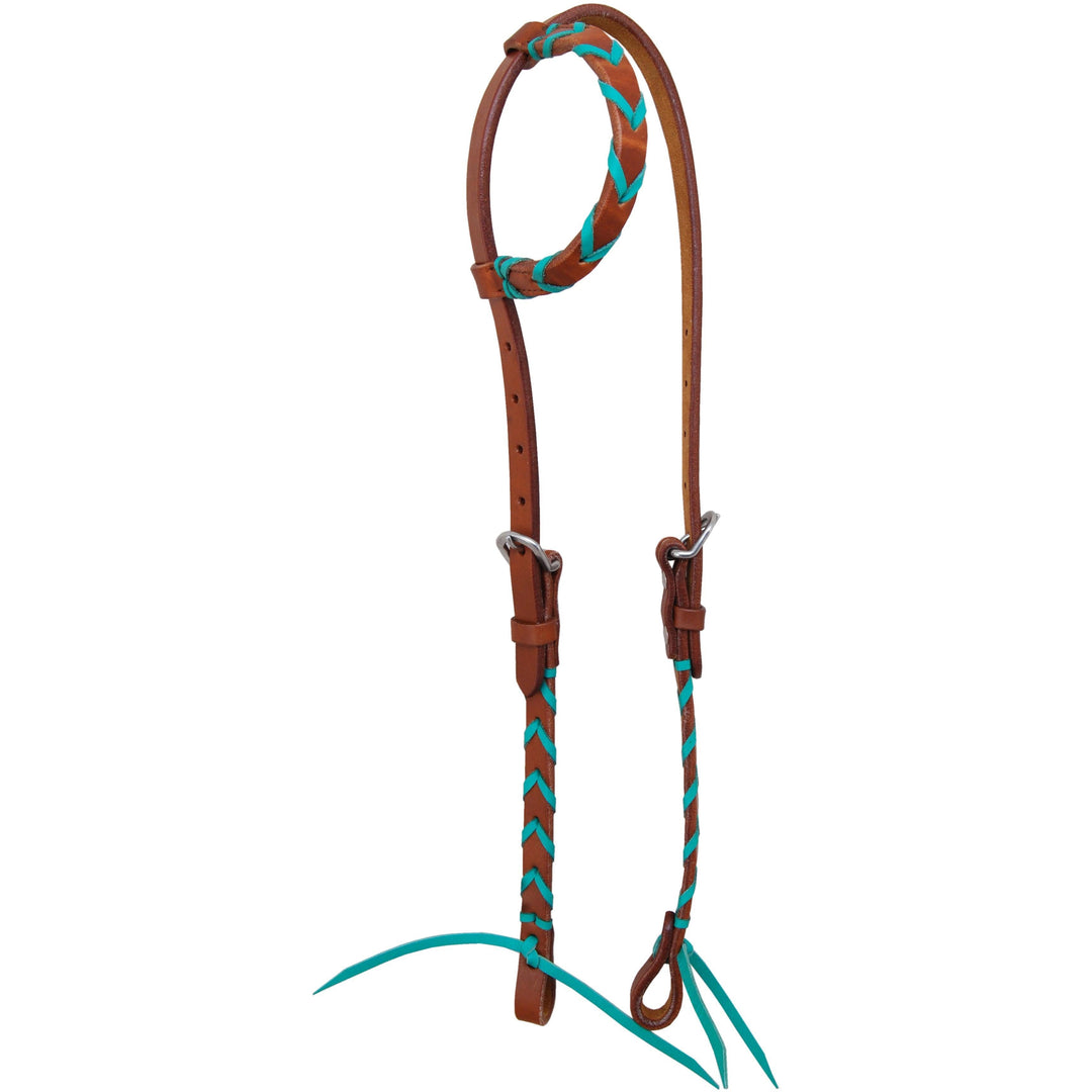 Rafter T Painted Aztec Collection Turquoise Single Ear Headstall