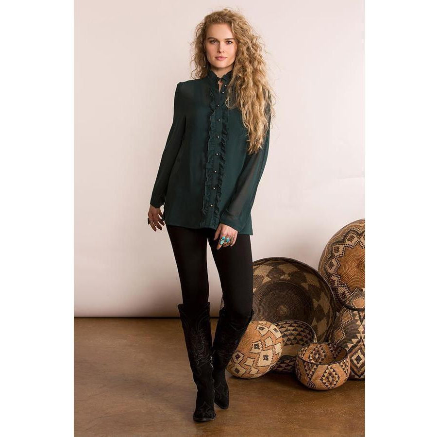 Double D Ranchwear Ruffled Tuxedo Blouse - West 20 Saddle Co.