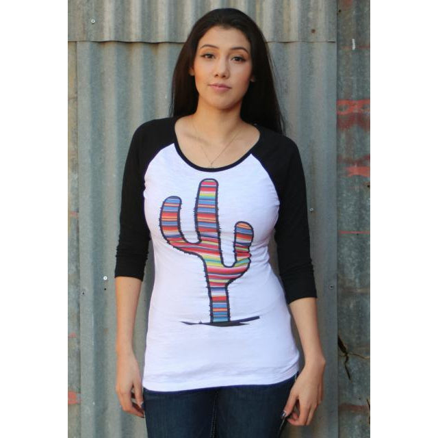 Red Barn Ranch Serape Prickly Cactus Baseball Tee - West 20 Saddle Co.