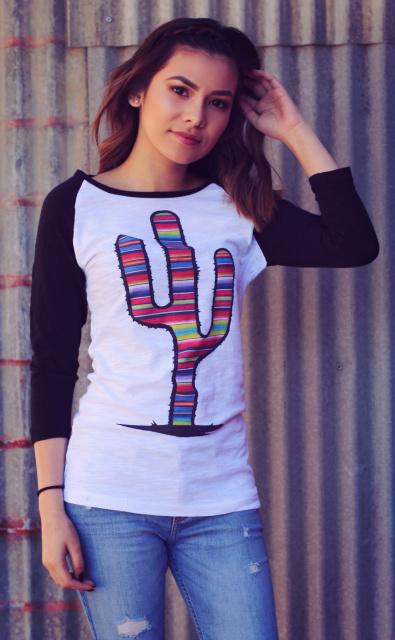 Red Barn Ranch Serape Prickly Cactus Baseball Tee - West 20 Saddle Co.