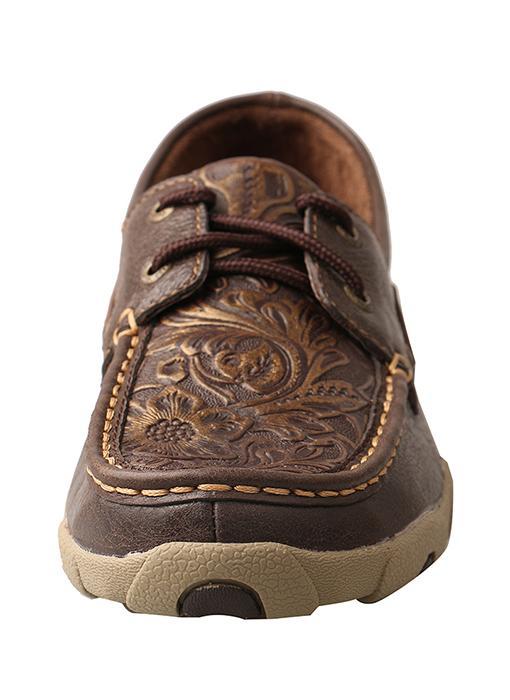 Twisted X Women’s Driving Moccasins – Brown/Emboss Flower - West 20 Saddle Co.