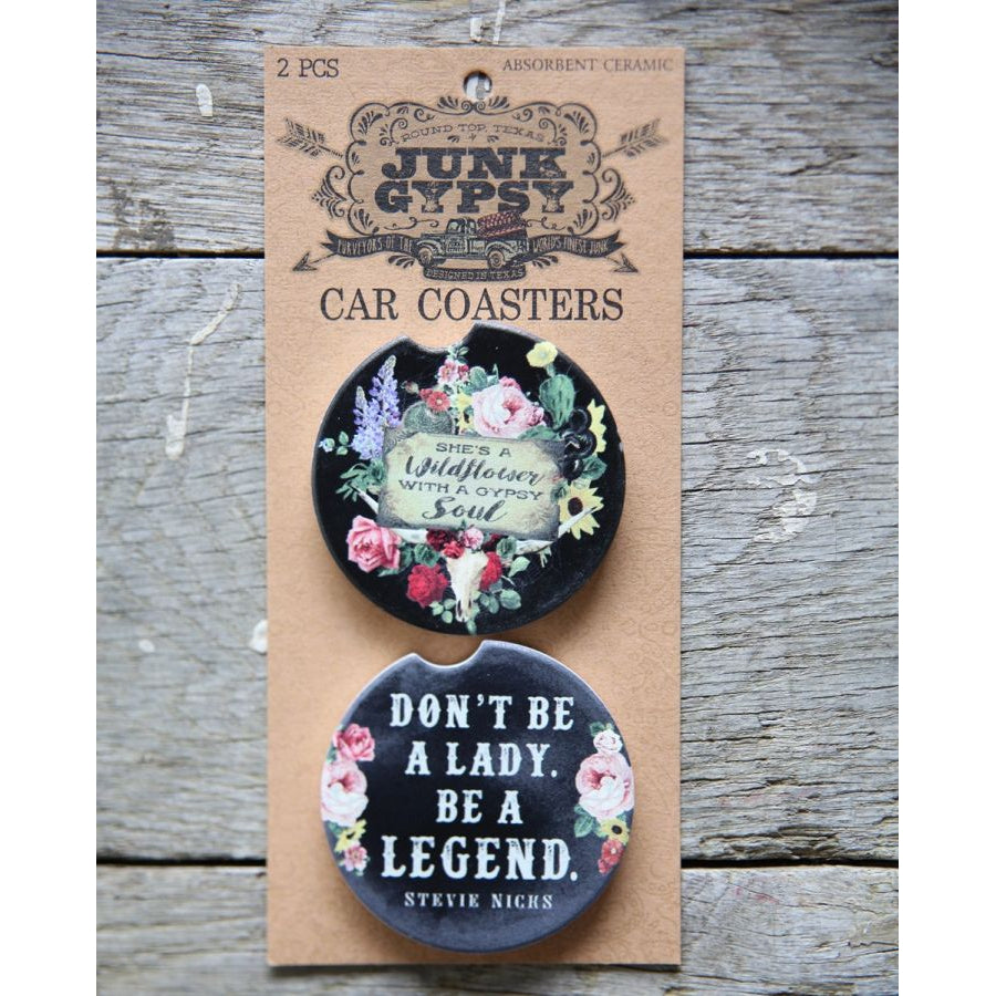 Junk Gypsy Wildflower and Legend Car Coasters