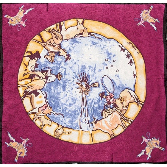 Wyoming Traders Raspberry Windmill Limited Edition Silk Scarf