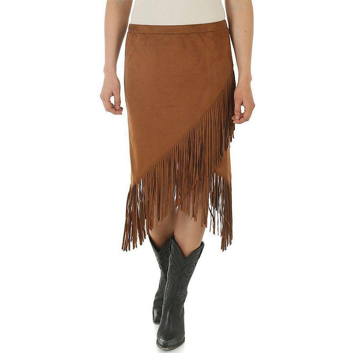 Wrangler Women's Faux Suede Envelope Hem Fringe Skirt - West 20 Saddle Co.