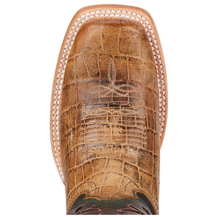 Ariat Women's Chute Out Boot-Antique Tan Croc/Crackled Teagenta