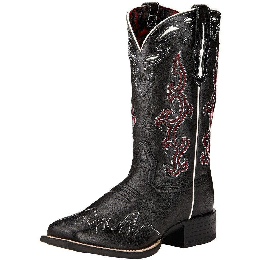 Ariat Women's Sidekick Western Boot-Black Deertan/Black Empire