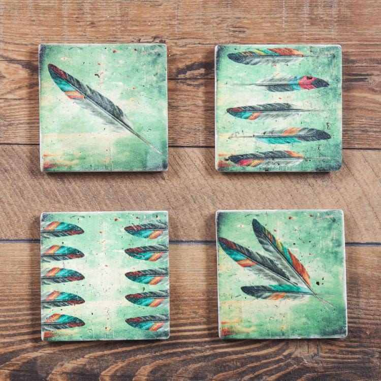 Hiend Tossed Feather Coasters