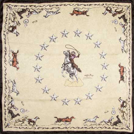 Wyoming Traders Ivory Mustang Limited Edition Silk Scarf