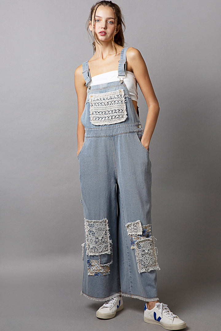 POL Women's Denim Relaxed Fit Overalls