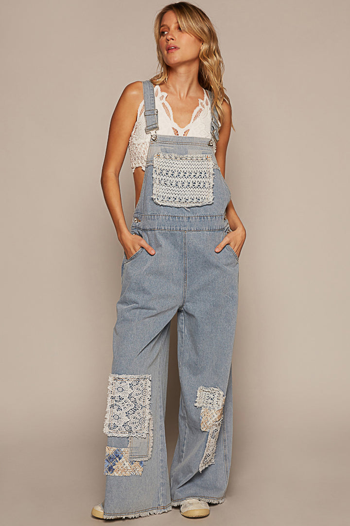 POL Women's Denim Relaxed Fit Overalls