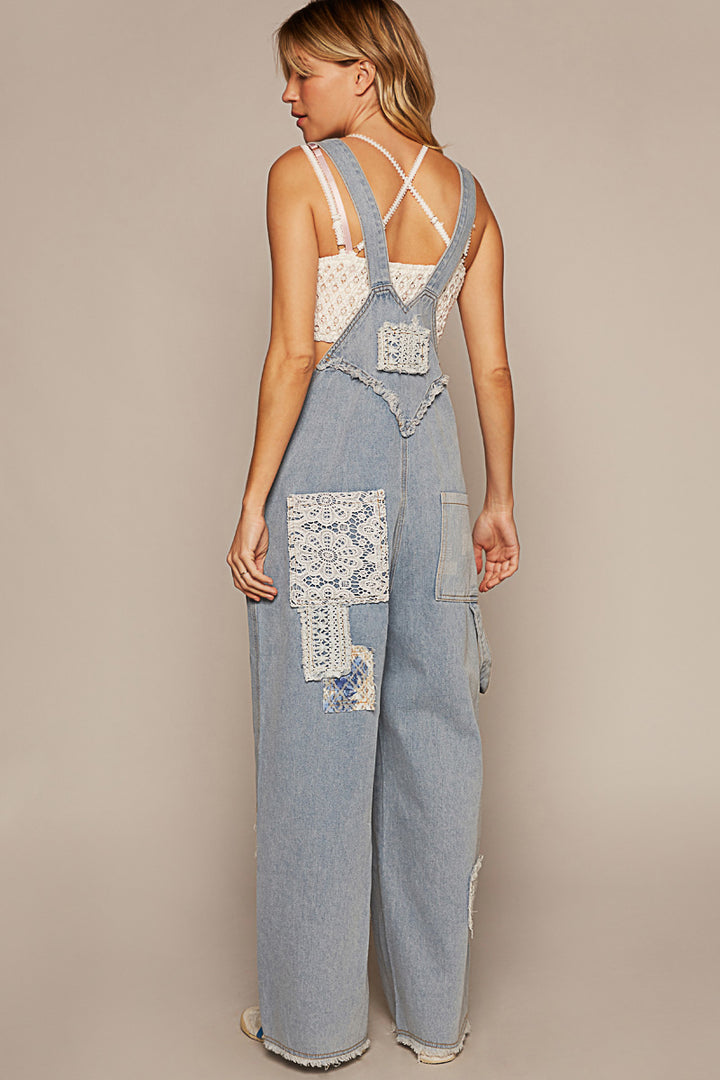 POL Women's Denim Relaxed Fit Overalls