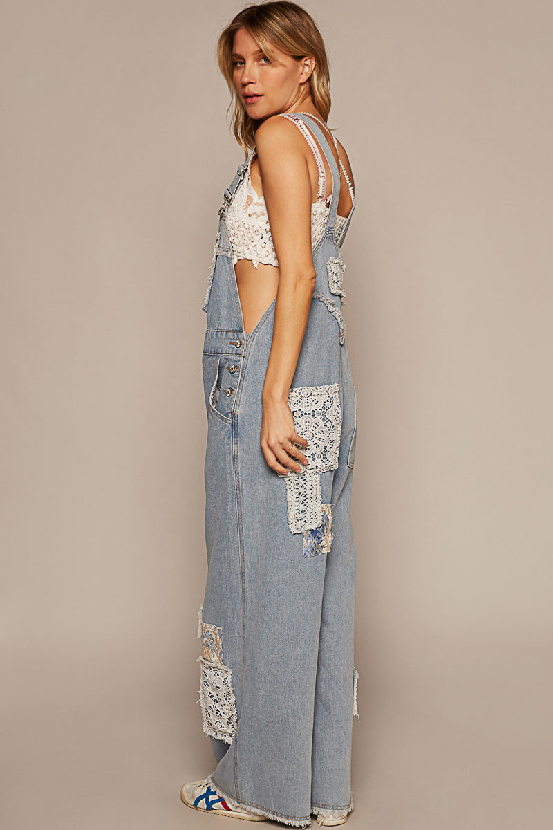 POL Women's Denim Relaxed Fit Overalls