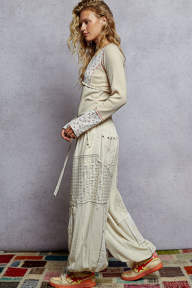 POL Women's Natural Relaxed Rib Pant