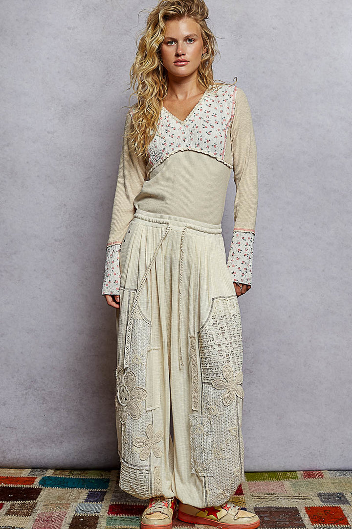 POL Women's Natural Relaxed Rib Pant