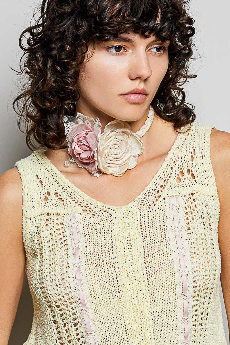 POL Women's Natural Multi Crochet Flower Belt
