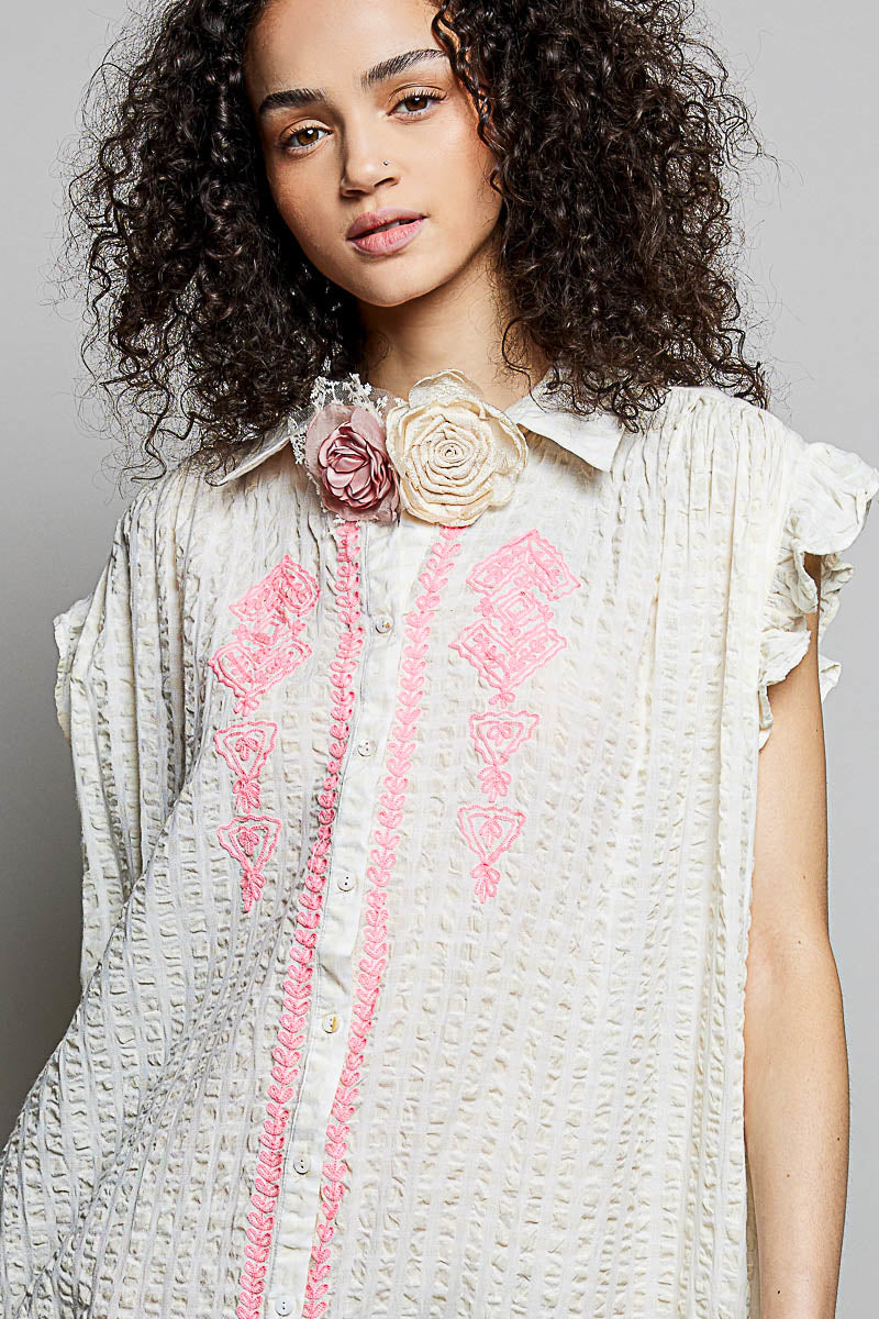 POL Women's Natural Multi Crochet Flower Belt