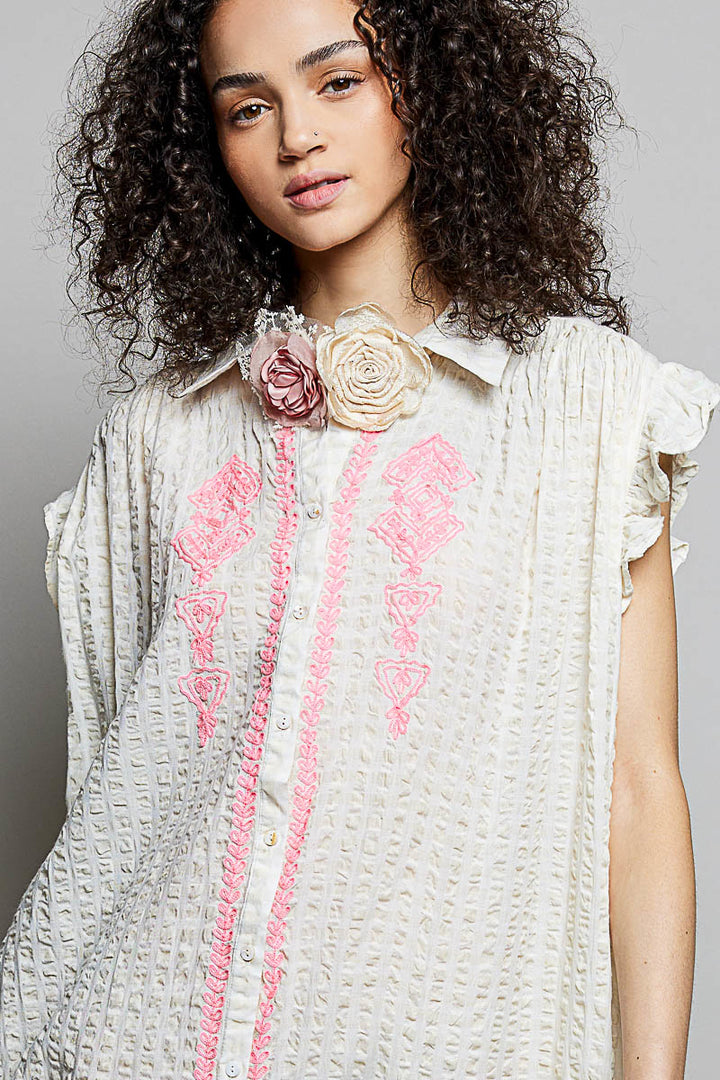 POL Women's Natural Multi Crochet Flower Belt
