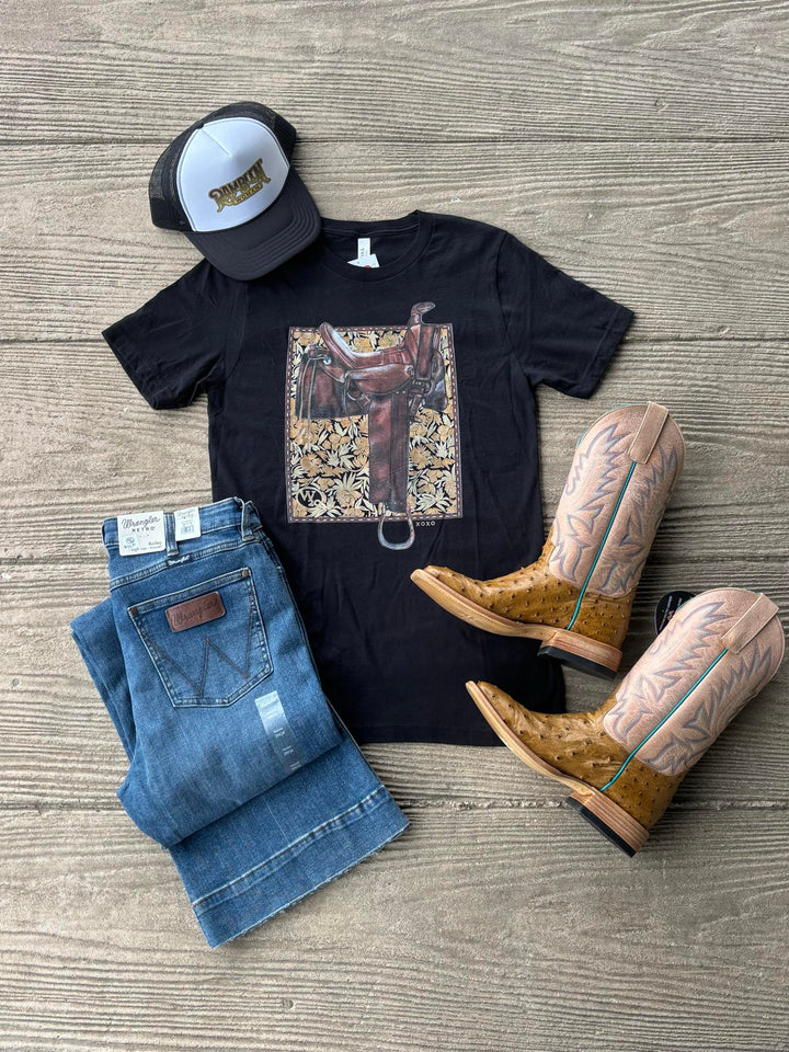 West 20 Black Vintage Saddle Tee