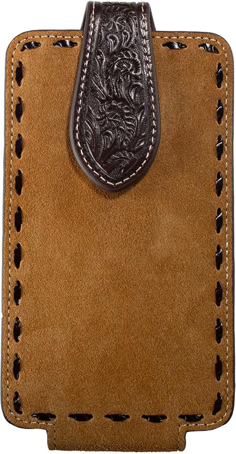 Nocona Tan Roughout with Buckstitch Cell Phone Case - West 20 Saddle Co.