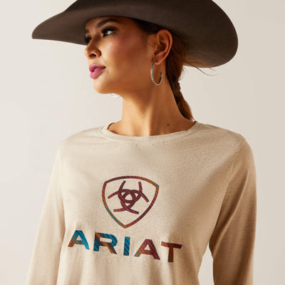 Ariat Women's Oatmeal Serape Shield Long Sleeve Tee