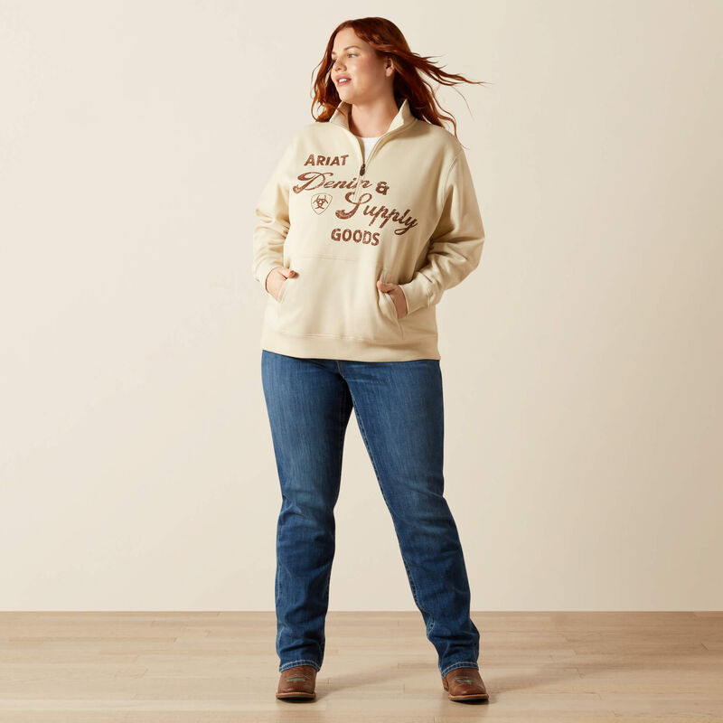 Ariat Women's Oyster Grey Denim and Supply 1/2 Zip Sweatshirt